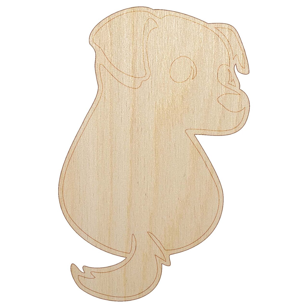 Cute Puppy Looking Back Unfinished Wood Shape Piece Cutout for DIY Craft Projects